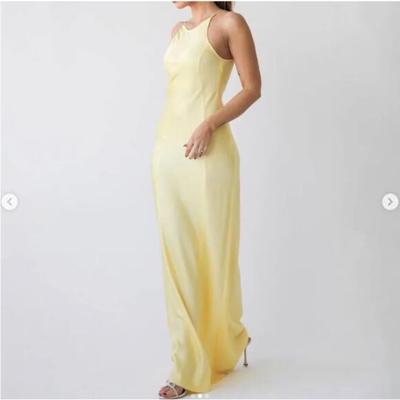 NWT Rumored Mirielle Maxi Dress Banana Yellow Open Back Formal Wedding Size XL - Picture 1 of 7